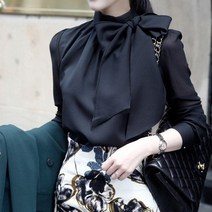 명품스타일 오피스 하이넥 리본 블라우스