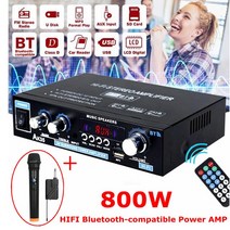 AK35 디지털 오디오 앰프 마이크 포함 800W 블루투스 5.0 HiFi FM 자동 음악 서브 우퍼 스피커 베, 05 AK35 EU with 1pc mic