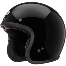 클래식헬멧 Bell Custom 500 헬멧 3/4 오픈 페이스 빈티지 레트로 모터사이클 5 Snap XS-2XL, Solid Gloss Black, 2XL