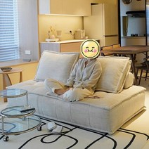 코너형 쇼파 미니 패브릭 모듈 원룸 좁은거실 평상형, 싱글시트105x105x34 cm테크범미 화이트
