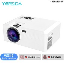 미니 빔 프로젝터 거치대 휴대용 핸드폰 yersida 1920x1080p smart 홈, vs319 기본 버전, 영국 플러그
