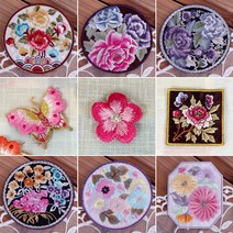 전통미니꽃자수 전통자수 자수패치 와펜, T3전통미니꽃자수2번-2개