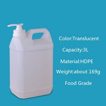 제리캔 캠핑 기름통 물통 3 리터 정사각형 플라스틱 제리 캔 식품 등급 hdpe 용기 누출 방지 오일 로션 세제 리필 가능 병 1pcs, 1 조각, 반투명 펌프