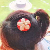 BEEU 비유 화과꽃핀 여아 어린이 여성 유아 한복 머리장식 한복 머리핀 헤어핀 똑딱핀 집게핀 머리장신구 소품