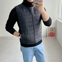 남자 초경량 얇은 퀼팅 누빔조끼 라운드넥 블랙 정장 패딩 조끼