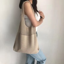 여성 여름가방 여행 비치가방 숄더백 그물 네트백 에코백+휴대폰 거치대