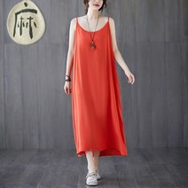 여름린넨원피스 면린넨 끈나시 슬립 런닝 여성 와이드 루즈핏 빅사이즈 솔리드 무지 이너웨어 많다 색 미드 1436230294