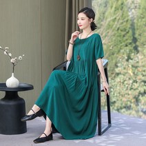 아이엔드 캉캉롱원피스 린넨 롱치마 나일론원피스 바스락소재 소프트코튼 등원룩 라운드넥 반팔