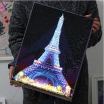 보석십자수 LED액자 에펠탑 DIY 방콕 집순이취미 조명십자수, 30 x 40cm 건전지형