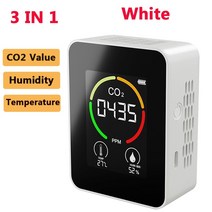 초고감도 레이더 디텍터 과속 단속 이동식 카메라 감지기온실 창고 공기질 온도 습도 측정기 모니터 CO2, 01 3 in 1  White