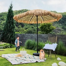 2.7m 감성 라탄 특대형 초가 밀짚 파라솔 야외 그늘막 비치 테라스 옥상 지푸라기 테슬 볏짚