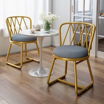 그물의자 금색의자 럭셔리의자 골드체어 화장대의자, 핑크 플란넬 쿠션 - 볼드 프레임