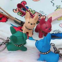 불독 열쇠 고리 키링 PVC블루