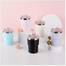 마카롱 스텐 텀블러 350ml 오토스텐머그컵 스텐컵, 핑크