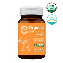 오가닉 유기농 비타민D 1000IU USDA organic 비건 인증 활성비타민 D3 효능 추천 건강기능식품 네추럴라이즈 60정 2개월분 미국직수입 임산부 수유부 어린이 청소년, 300mgx60정x1병