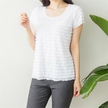 셀러허브 여성패션 빅사이즈 캉캉 반팔 블라우스 엄마옷 라운드 티셔츠