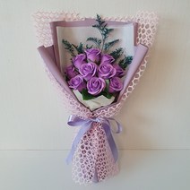 늘솜아뜰리에 변함없는사랑 비누장미 10송이 꽃다발 조화 꽃다발, 퍼플
