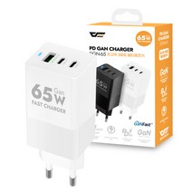 다크플래쉬 USB-PD PPS/QC3.0 65W 3포트 GaN 멀티 초고속 충전기 DGN-65, 화이트