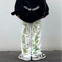 베스트앤 남성 긴바지 하이 스트리트 바이브 스타일 바지 유러피안 핸섬 힙합 글자 그래피티 남자 청바지 인스타그램 패션 스트레이트 레그 팬츠 베스트앤