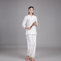 명상복 생활 수련 여성 남자 명상 다도 요가 의류, 색상2+XXXL