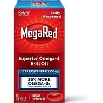미국직구 메가레드크릴오일 750mg 오메가3 서플먼트 EPA DHA 아스타크산틴 & 인지질 피쉬오일 뒷맛 없음 - 연질 80개(80인분), 수량, 상세참조