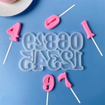 베이킹몰드 0 9 숫자 모양 실리콘 롤리팝 금형 DIY 초콜릿 캔디 치즈 생일 파티 베이비 샤워 케이크 장식 도구, 16=BBT41
