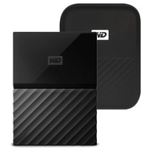 WD My Passport 휴대용 외장하드 + 파우치, 1TB, 블랙