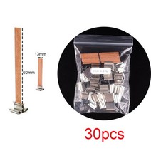 캔들워머 악세사리 나무 천연 캔들 심지 클립 베이스 30 개 양초 공예 간장 파라핀 왁스 굽기 무연 제작 용, 06 13X60mm