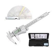 CAMWAY 방수 디지털 캘리퍼+필러 게이지 15.2cm6인치 캘리퍼 스테인리스 스틸 전자 버니어 분수 인치 미터법 측정 도구, IP54 6 Vernier Caliper + 32 F