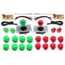 보드게임 단체게임 산와 DIY 아케이드 키트 무지연 조이스틱 USB 보드 게임 컨트롤러 PC 인코더 라즈베리 파이 스틱 OBSF 2인 플레이어 복사 세트 30mm, [13] green red