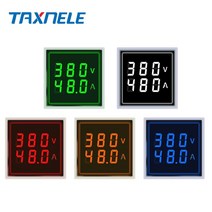 AC 60-500V 1-100A LED 디지털 전압계 전류계 Hertz HZ 신호 표시 등 220V 전압 전류 측정기 Volt Amp Tester Detector, [02] Square V A, [05] white, 02 Square V A_05 white