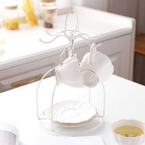 컵거치대 하트컵걸이 골드 주방 유리머그컵 홍차 엔틱, D