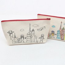 [펠트친구] 나염파우치 꾸미기(파리여행) 패브릭아트/그리기필통