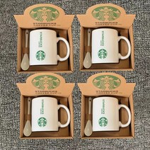 스타벅스 세라믹 머그컵 2세트+스푼(3~5일 도착)[2세트 구매 시 1세트 증정] [국내 판매자], 두 개