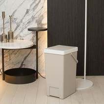 원터치오픈 밀폐형 20리터쓰레기통 가정용 학교휴지통, 앤그립 손잡이휴지통 20L 베이지, 옵션