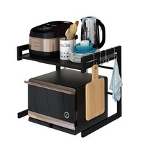 심플한 전자레인지 토스터기 정리 다용도 선반, 길이조절 정리대 - 화이트