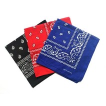 ComboCube 팩 다목적 면 페이즐리 카우보이 반다나 머리띠 남성 여성용 [미국 직배송], Black blue red