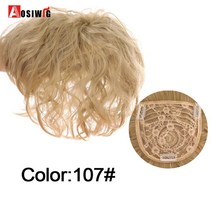 자연스러운 남자가발 부분가발 AOSI 남성용 인조 모발 합성 천연 토퍼 클로저 헤어피스 헤드 탑 교체 블록 보이지 않는 커버에 적합 흰 머리, [30] BF09-107, 1개