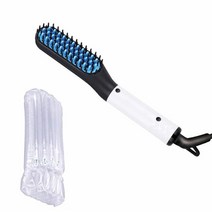 옆머리누르기 셀프다운펌 옆머리다운펌헤어 빗 브러시 수염 스트레이트너 뜨거운 가열 세라믹 빠른 머리, 01 blue not box_04 UK