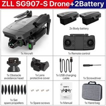 드론가격 드론카메라 고급드론 촬영용 입문용 드론 ZLL SG907 최대 SG907-S G 와이파이 FPV GPS 4K HD 카메라 3 축 짐벌 브러시리스 RC, SG907-S 2 battery