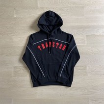 Trapstar 남성용 운동복 세트 아치 패널 레드 글자 니트 후드 조깅 바지 영국 런던 하이 스트리트