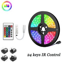 RGB LED 스트립 조명 5050 블루투스 와이파이 컨트롤 TV 컴퓨터 침실 휴일 파티용 피타 16Ft-98.4, 01 Not Waterproof_02 US_04 20M, 02 IR 24K
