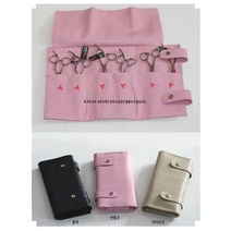 미용가위집 6개용 두루마리 전문가파우치 야옹이 멍뭉이 숱, 연보라