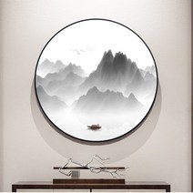 minjing 3D전체DIY 큐빅 보석 십자수세트 dx 수묵 원형 풍경 신형 거실 대기 산수화, 1개, 60*60cm