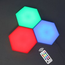 RGB LED 양자 조명 육각형 조명 DIY 벽등 터치 센서 벌집 빛 다채로운 밤 USB 모듈러, 01 RGBW 3 PCS