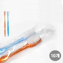 일회용 미세모 칫솔(투명포장)-주황/파랑, 50개