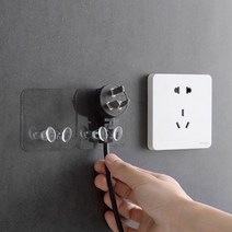 투명 벽걸이 부착 콘센트 코드 플러그 정리 걸이 3P _ 239578EA, 본상품선택, 파워플로거후크-3p