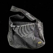 쌕가방 허리쌕 미니슬링백 해외여행 힙색 레그백 크로스백 전대 여권가방 복대 Kapital 남녀공용 빈티지 스켈레톤 본 프린트 데님 백 하-399