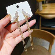 한국 버전의 긴 술 진주 귀걸이 S925 실버 바늘 조커 기질 동쪽 게이트 귀 보석 그물 붉은 폭발 귀걸이