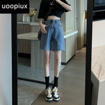 여성 여름 5부 데님 반바지 날씬해 보이는 미디 팬츠